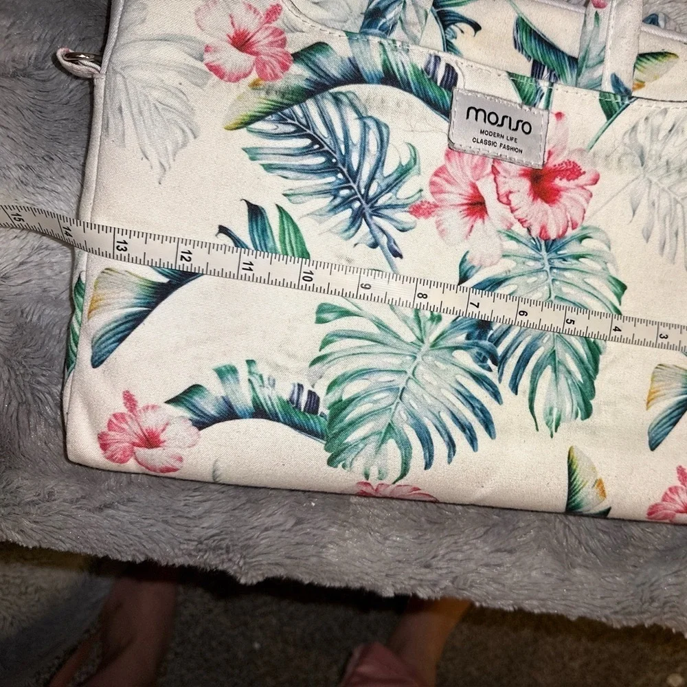 💰Mosiso 13” Padded Laptop Bag Floral Design 3 Utility Pockets microfiber